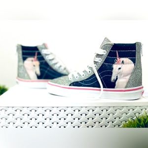 Vans Sparkly Silver Glitter Unicorn Skater Shoes SIZE 3
